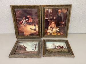 Artwork with Distressed Wood Frames