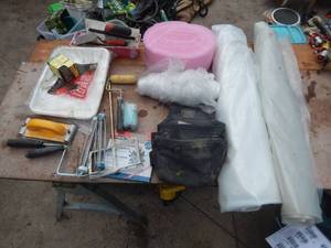Assorted Painting Supplies With Box & Lid & A Box Of Assorted Spray Paint