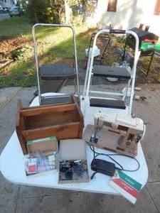 Singer 401A Sewing Machine With Accessories & 2-Step Stools.