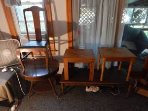Wooden Furniture, 4-Wooden Tables, 1-Wooden Chair
