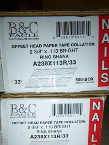2 Boxes of B&C Eagle Offset Head Paper Tape Collation Nails