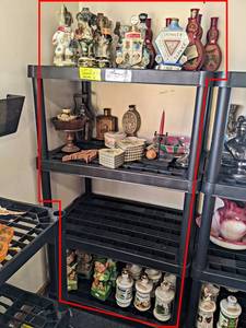 Contents of (3) Shelves - Decanters and More