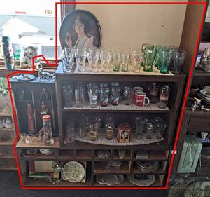(3) Shelves and Contents - Coca Cola Collectables, Plates, Figures and More - Overall the (3) Shelves Measure about 52 x 42 x 12
