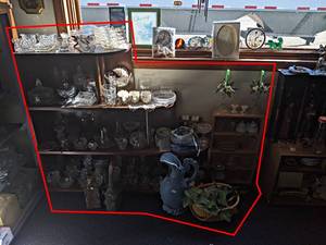 (2) Shelves and Contents - Glassware, Pitcher, Home Dcor and More - Overall the (20 Shelves Measure about 60 x 42 x 12