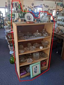 Bookshelf w Contents - Glassware and Home Dcor - Shelf is about 49 x 31 x 12