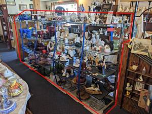 (4) Sections of Glass Shelf Shelving - Each Section is about 57 x 35 x 30 - Contents NOT Included