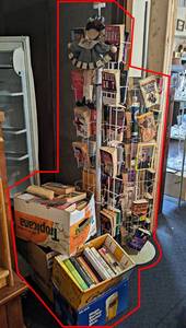 Huge Lot of Hardcover & Softcover Books w 2 Racks