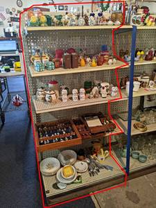 Contents of (5) Shelves - Salt & Pepper Shakers, Collectible Spoons and More - Shelves are 30 Wide Each