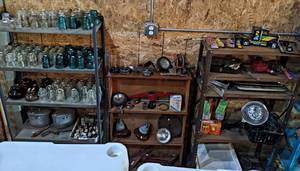 Contents of (3) Shelves - Vintage Toys, Insulators, Fire Extinguishers and More