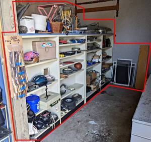 Contents of (19) Shelves and Top Of Shelves - Ice Skates, Vintage Radio, Golf Ball, Auto Parts and More