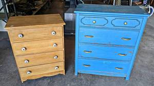 Blue Dresser - 36 x 30 x 16, and Smaller Dresser - 30 x 24 x 14