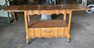 Wood Buffet Table w Fold Down Leaves - with Leaves Down it measures 40 x 31 x 20