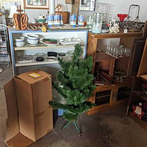 (2) Cabinets w Contents - Ash Trays, Glasses, Christmas Tree and More