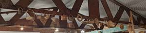 Large Lot of Baskets hanging from Rafter