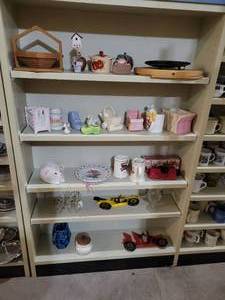 Contents of (5) Shelves - Assorted Home Decor - Shelves are about 36 Wide Each