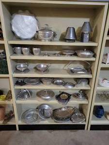 Contents of (5) Shelves - Assorted Aluminum ware - Shelves are about 36 Wide Each