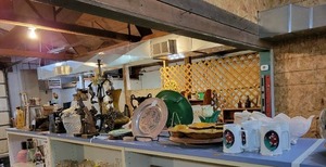 Contents on Top of Blue Shelves - Shelf is about 9 x 20 - Home Dcor and More