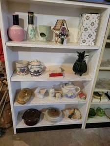 Contents of (4) Shelves - Glassware, Home Dcor and More - Shelves are about 36 Wide Each