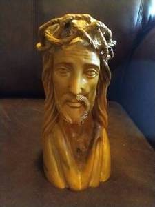 lot 46 image: Hand Carved Olive Wood Jesus Statue