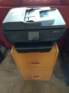 lot 149 image: HP Envy 7640 Printer w Filing Cabinet