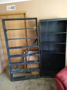lot 150 image: Two Tall Black Shelves