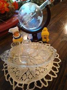 lot 230 image: Mini Glass Hobnail Set w Glass Ship in Globe