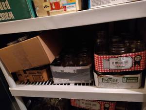 lot 279 image: Shelf of Canning Jars