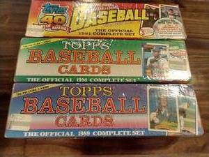lot 376 image: (3) Topps Baseball Card Factory Sets - 1989, 1990, 1991