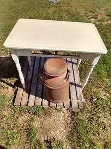 lot 485 image: Antique Milk Can & Metal Top Table