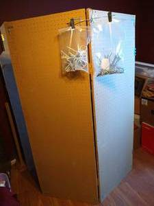 lot 428 image: (3) Folded Walls of Peg Board With Hooks