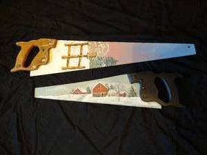 lot 429 image: (2) Hand-Painted Saws - WinterFarm Themes