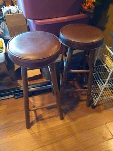 lot 458 image: (2) Tall Wooden Stools