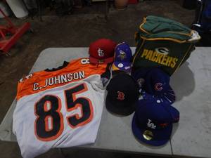 Sports Jersey C. Johnson #85 Size 56. Hats, Cooler