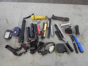 Assorted Flashlights, Work Lights, Head Lamps