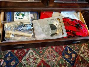 Contents Of Three Drawers In Hutch