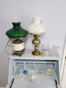 Collection Of Vintage Lamps And Glassware