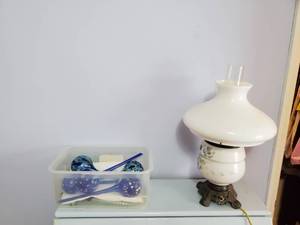 Vintage Lamp And Glassware