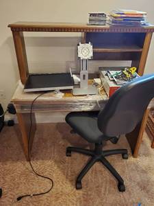 Desk, Chair, And Office Supplies