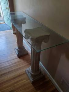 Pillar And Glass Hallway Table