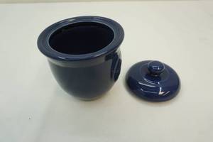 blue pottery cream and sugar set