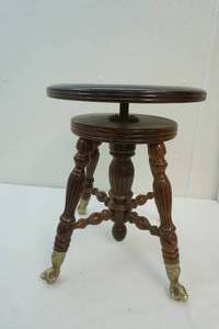 wood clawfoot piano stool