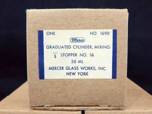Set of 3 Mercer Glass Works Merco 50 ML Glass Graduated Mixing Cylinders with Stoppers