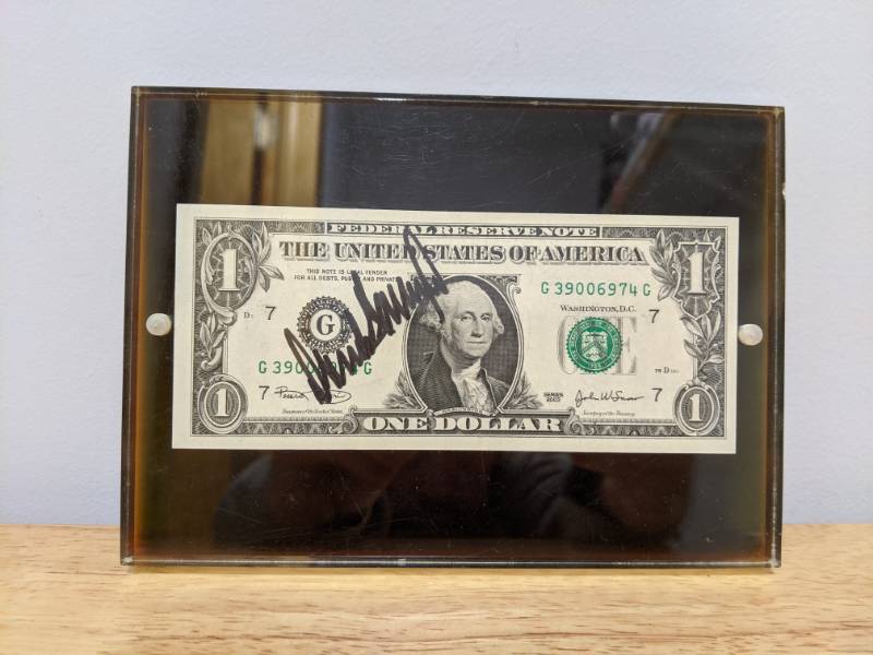 lot 9A image: Rare Donald Trump Autographed $1 Bill President Currency 