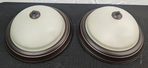 lot 58 image: Pair of 2-Light Flush Mount Ceiling Fixtures, Oil Rubbed Bronze