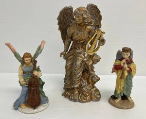 Group Of Three Resin Angel Statues 2 6 19 (No Chips Or Cracks)