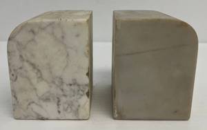 Pair Of Solid Marble Book Ends 4 x 3 x 3 Chips On Edges