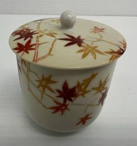 Antique Japanese Pocelain Tea Cup With Autumn Design Signed On Bottom (No Chips Or Cracks) 3 12 x 3