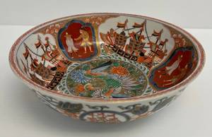 Antique Japanese Imari Porcelain Charger 9 34  x 3 14