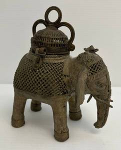 Heavy Casted Metal Elephant Incense Burner 8 x 7 Possibly Tibetan