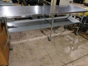Stainless Rolling Table - 8 x 30 x 37(h) #2